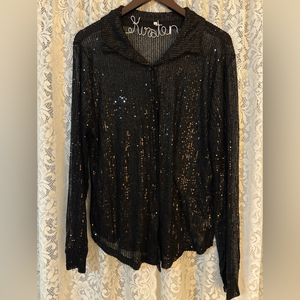 Elegant Black Sequin Women's Top